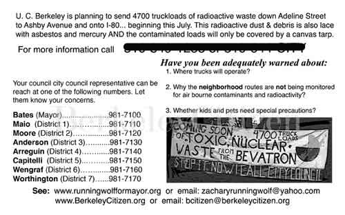 Bevatron information & protest sign