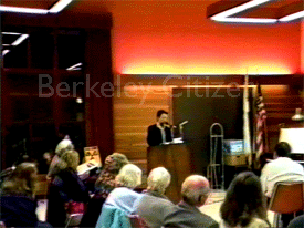 Resident Janice Thomas addressing the Berkeley Public Hearing regarding LBNL's Hazardous Waste Handling Facility