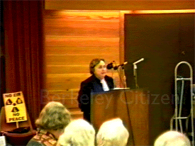 Mayor Shirley Dean addressing the Berkeley Public Hearing regarding LBNL's Hazardous Waste Handling Facility