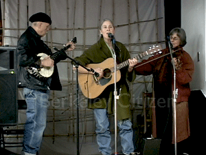 Carol Denney, Kerry Parker and Jim Nelson at Berkeley Memorial Oak Grove Tree-sit Benefit