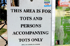 tot lot sign Ohlone Park east