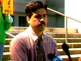 Carlos Plazola, aide to Congresswoman Barbara Lee speaking out on LBNL  Radioactive Waste in Berkeley